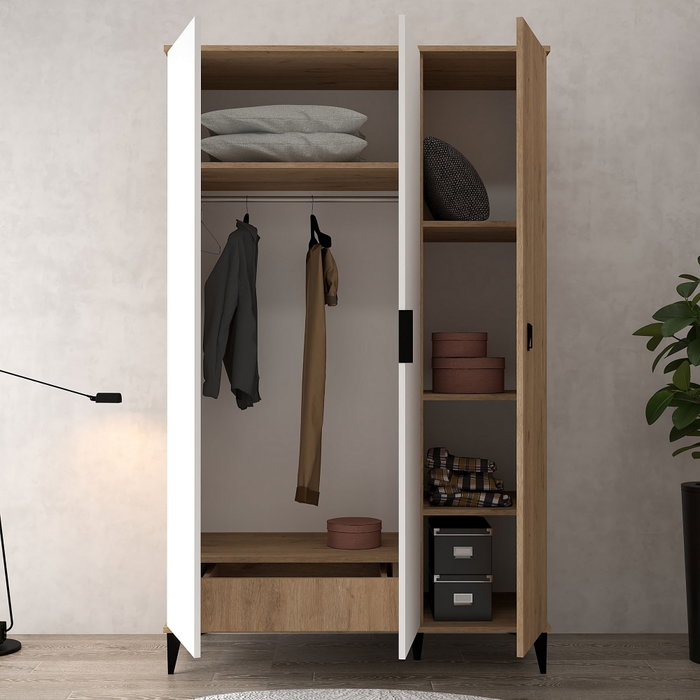 Hanah Home Neva 6303 Armario Roble Zafiro y Blanco